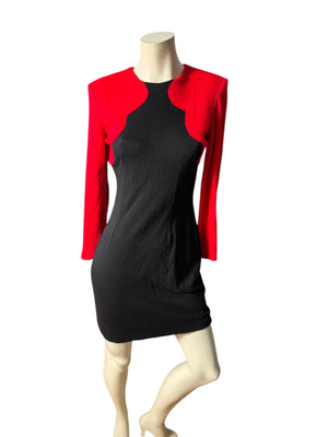 Vintage 80's red & black mini dress S All That Jazz