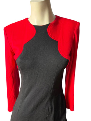 Vintage 80's red & black mini dress S All That Jazz