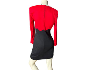 Vintage 80's red & black mini dress S All That Jazz
