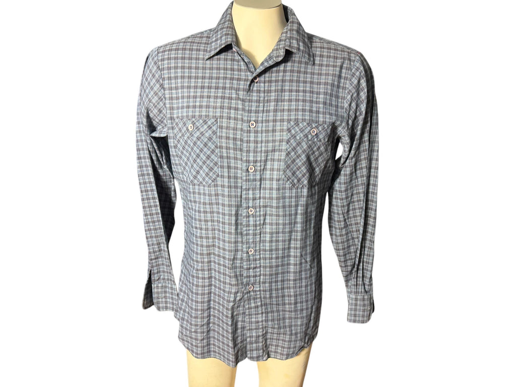 Vintage blue plaid button up shirt L Saturdays