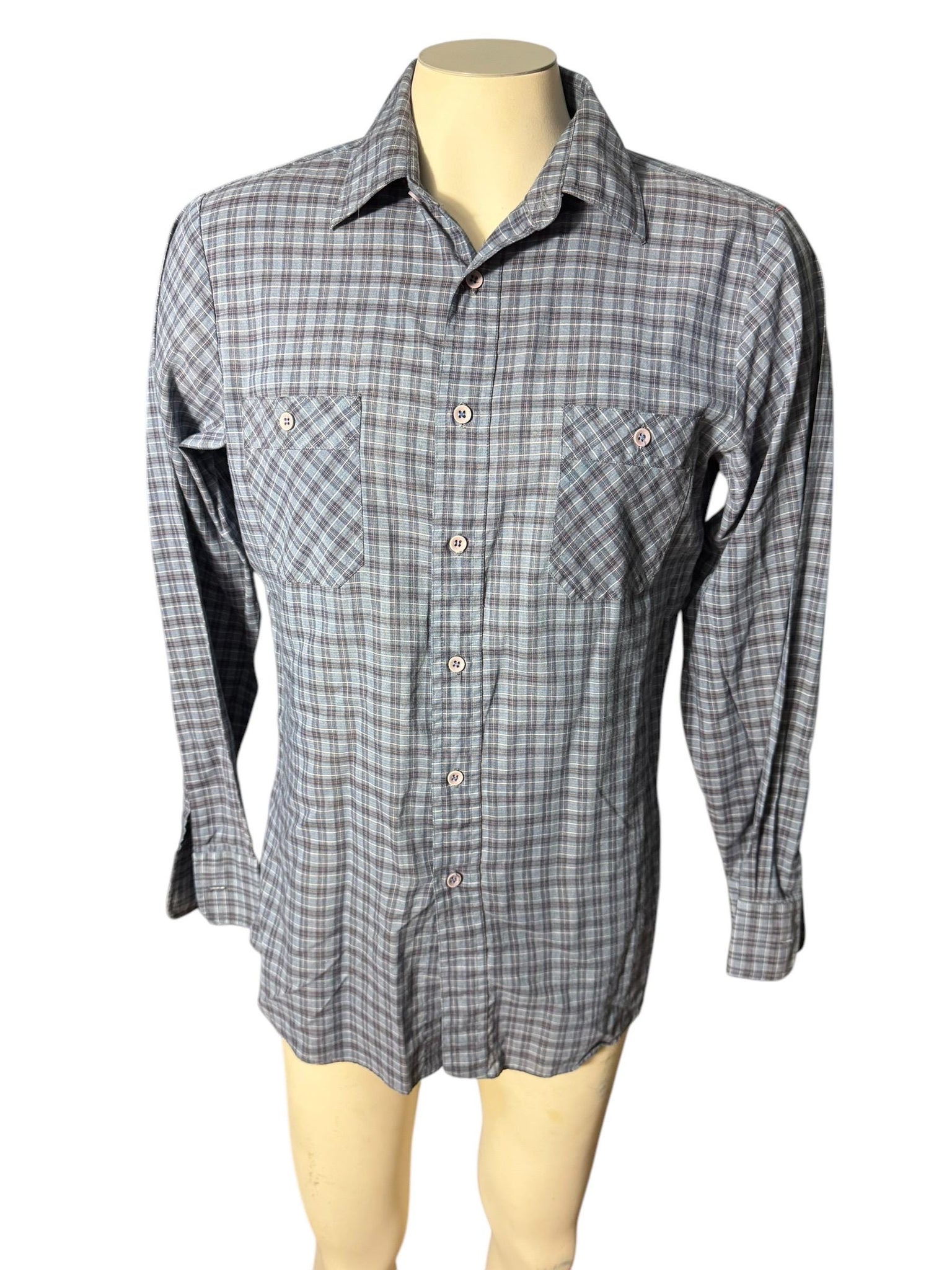 Vintage blue plaid button up shirt L Saturdays