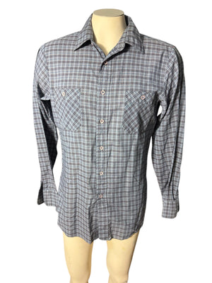 Vintage blue plaid button up shirt L Saturdays