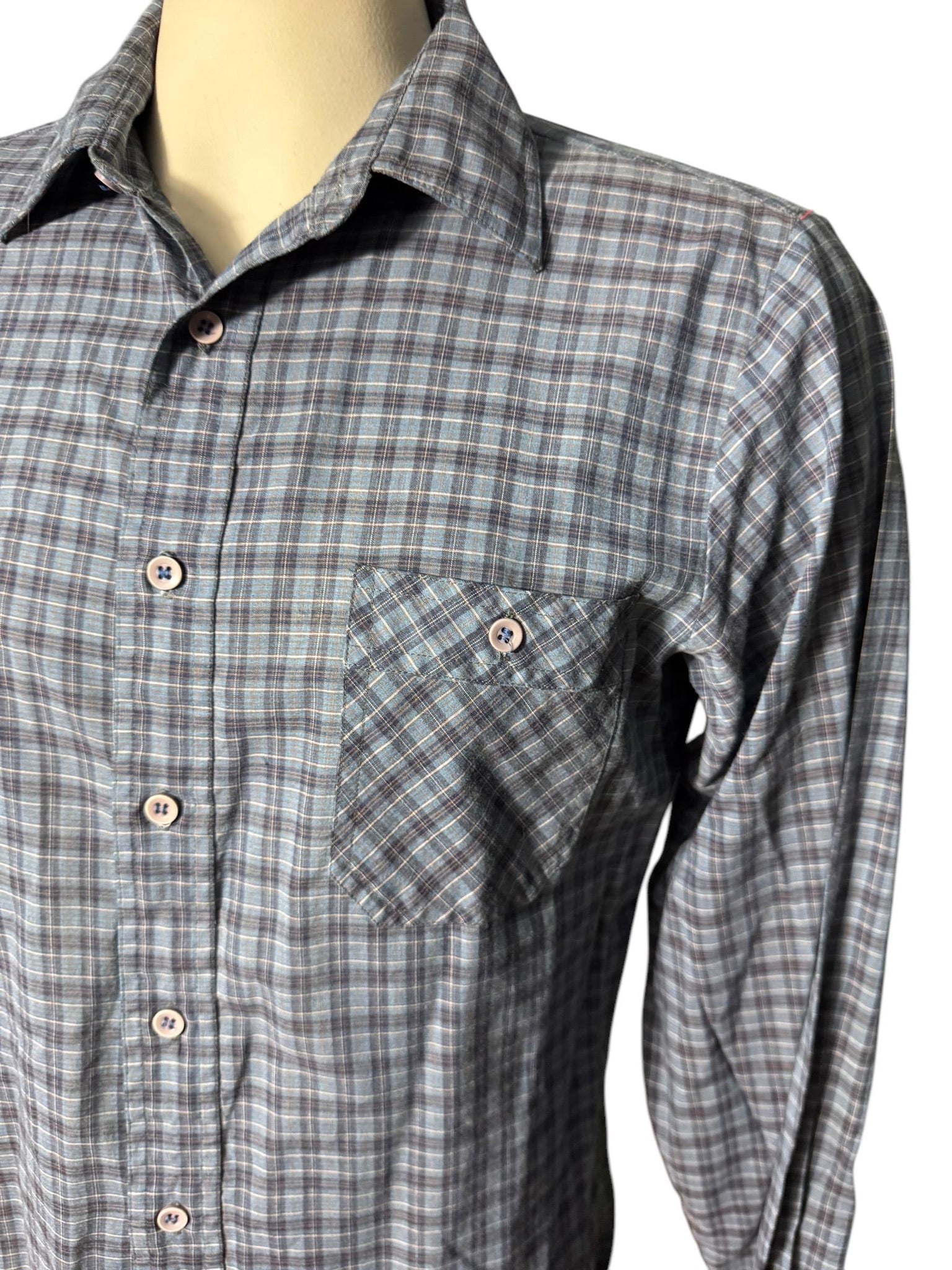 Vintage blue plaid button up shirt L Saturdays