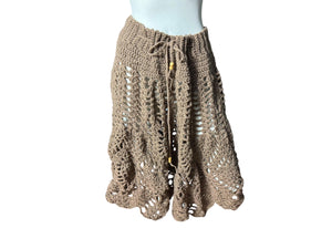 Vintage brown crochet skirt M L XL handmade
