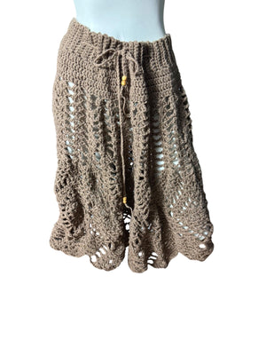 Vintage brown crochet skirt M L XL handmade