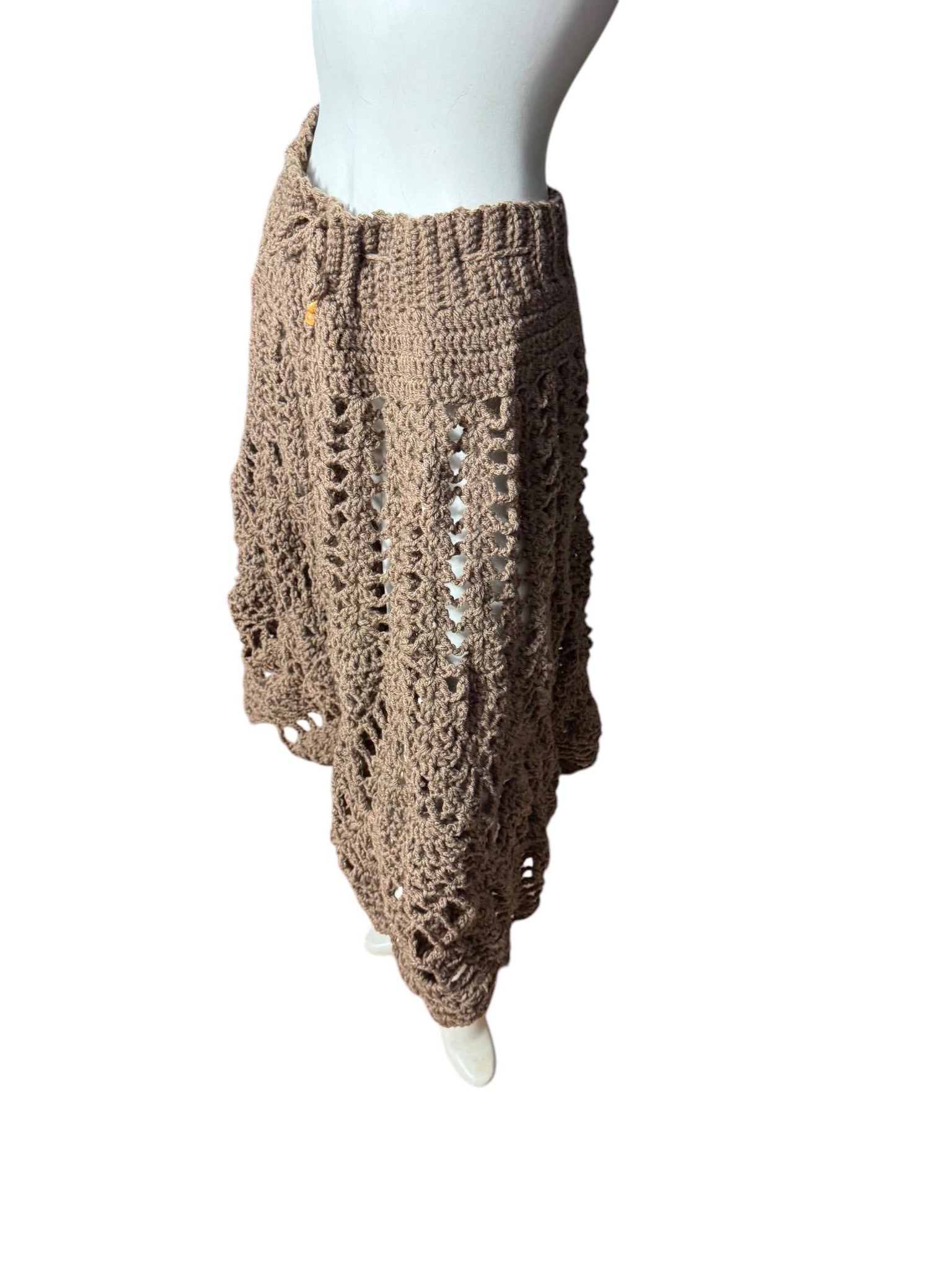 Vintage brown crochet skirt M L XL handmade