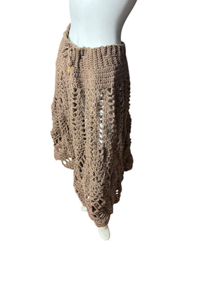 Vintage brown crochet skirt M L XL handmade