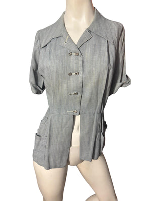 Vintage 40's gray Ladies shirt top XL