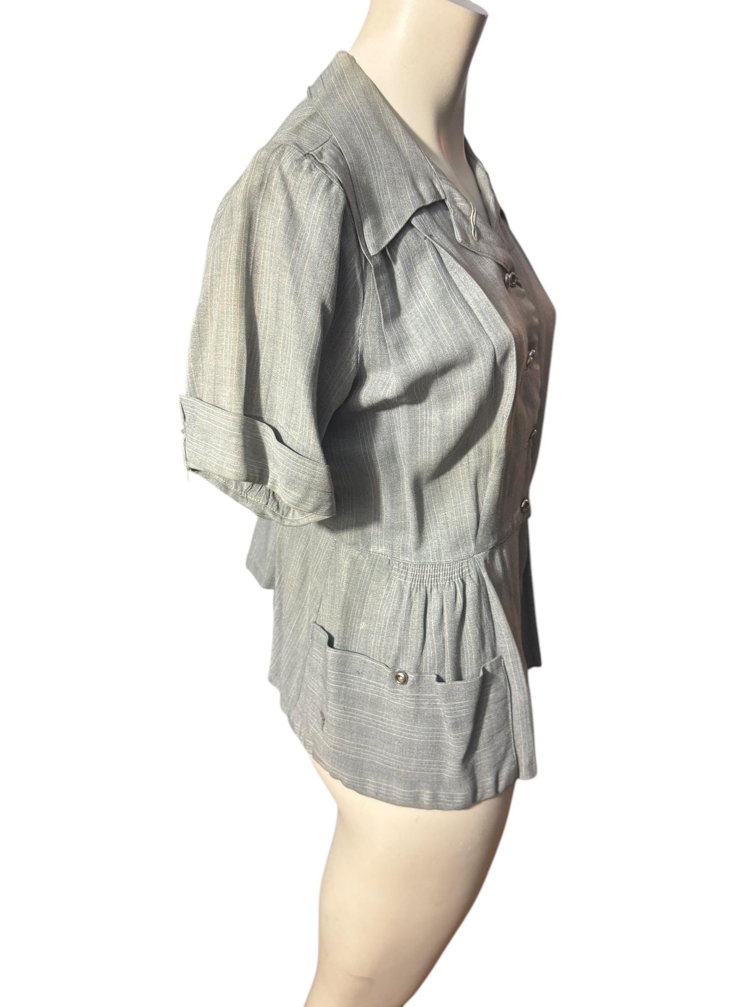 Vintage 40's gray Ladies shirt top XL