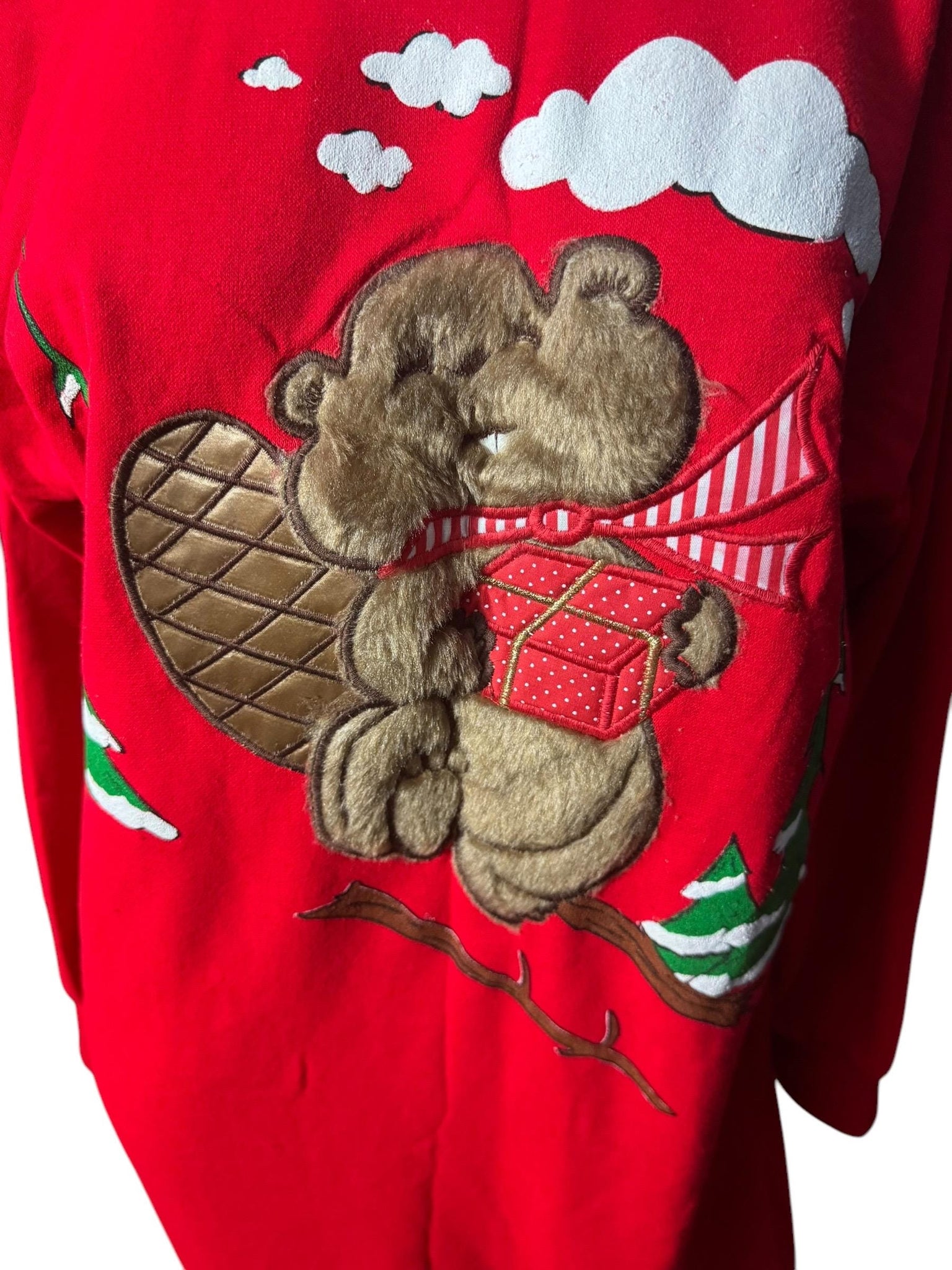 Vintage 80's Christmas beaver nightgown M