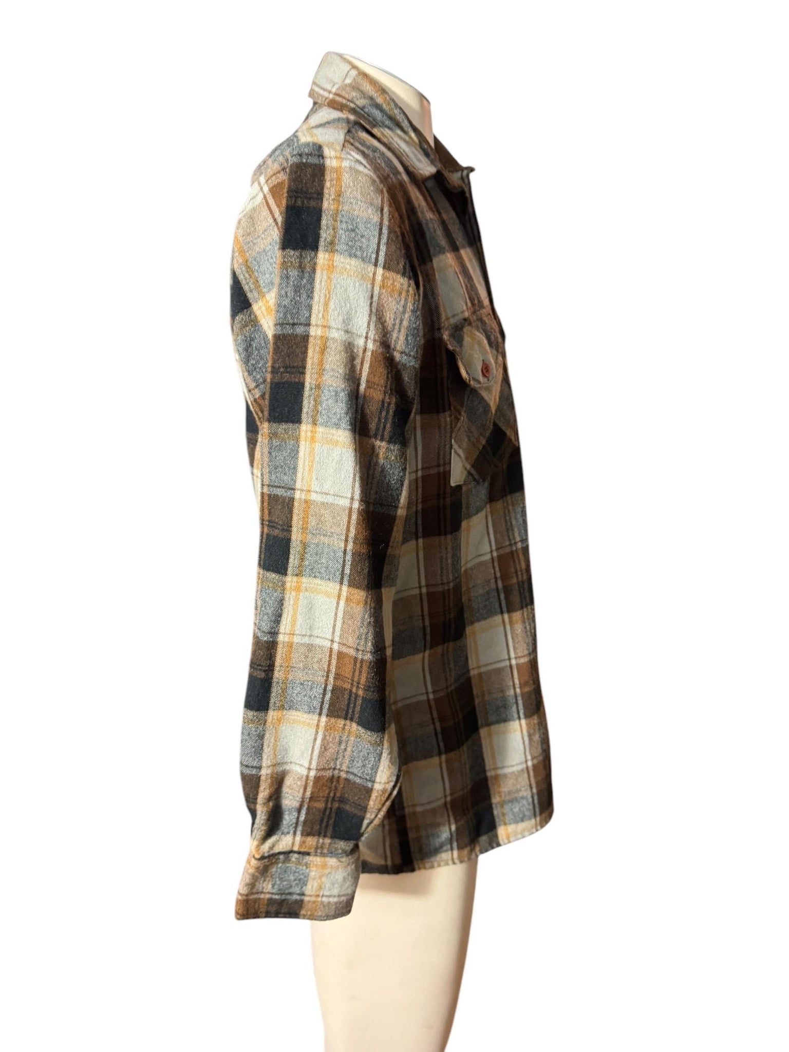vintage 70's brown flannel shirt S Holmes
