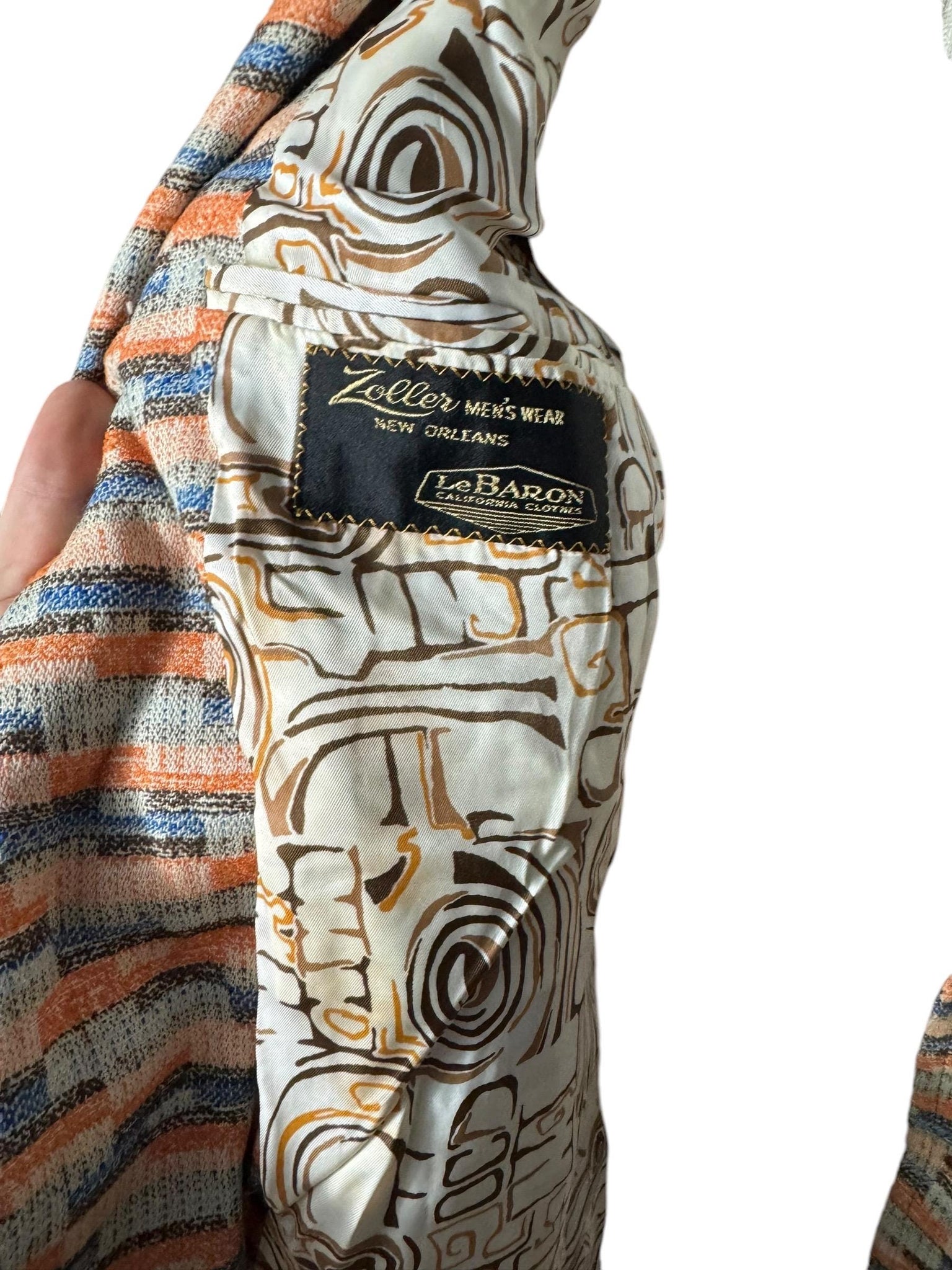 Vintage abstract 70's suit jacket 46 L Le Baron