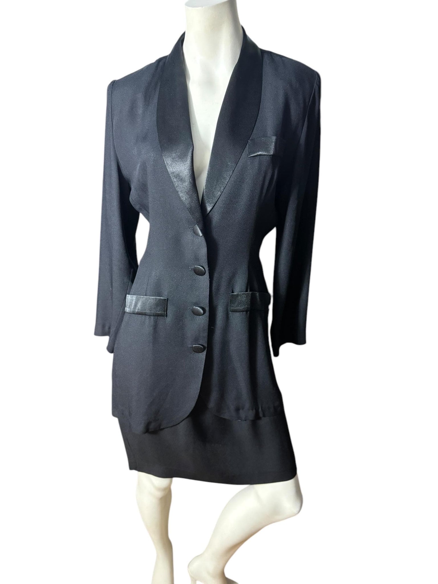 Vintage 80's black fitted skirt suit 9 Rampage