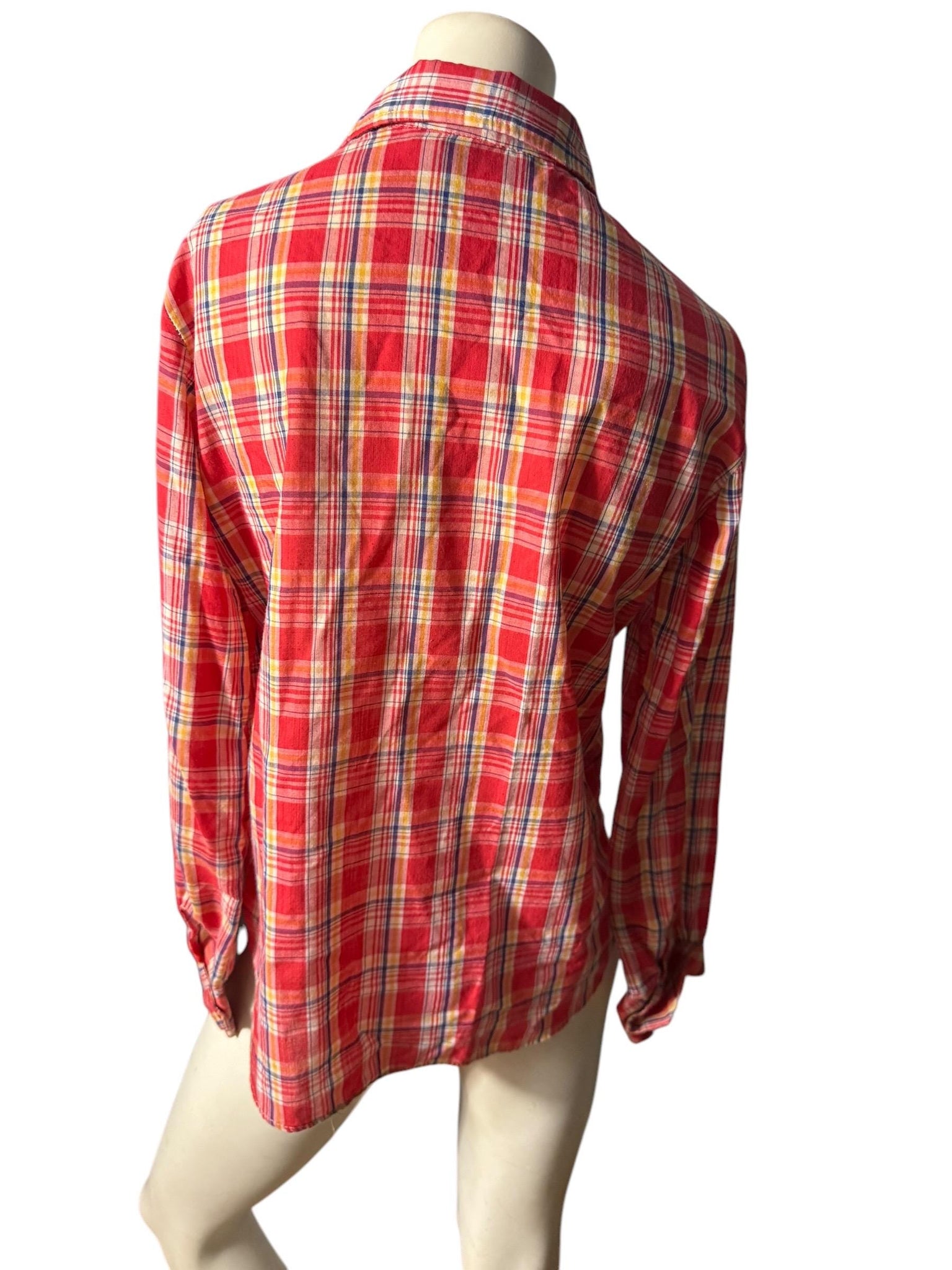 Vintage 70's red & white western shirt S