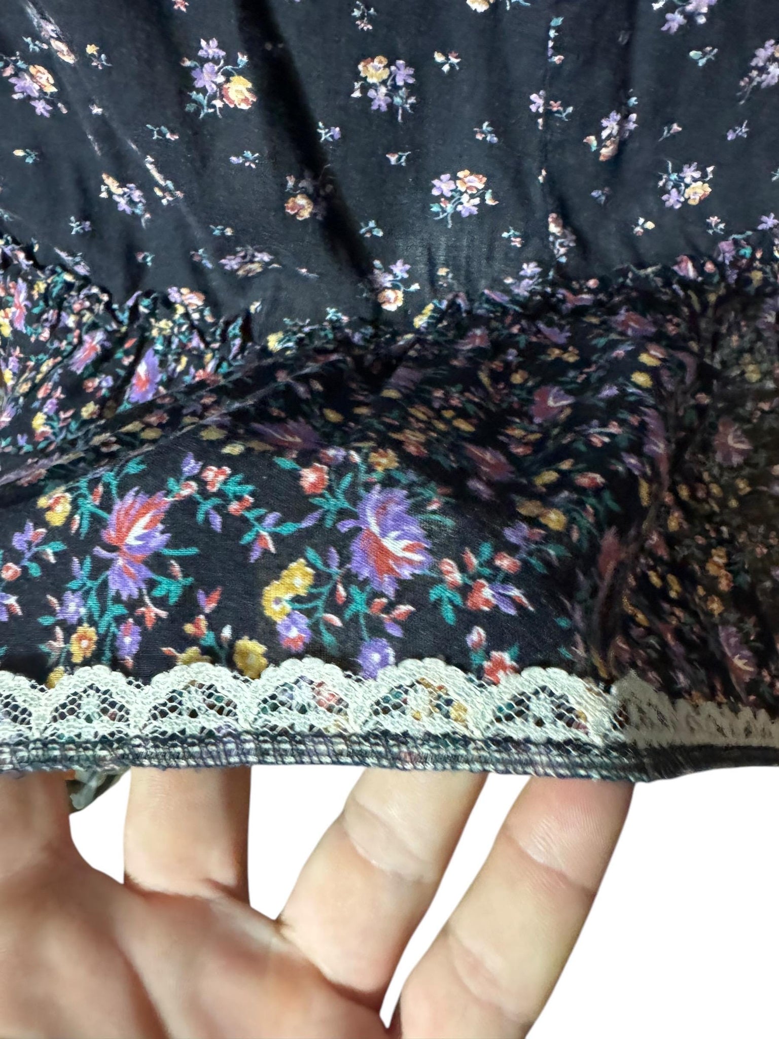 Vintage 70's calico boho skirt XS Gunne Sax style