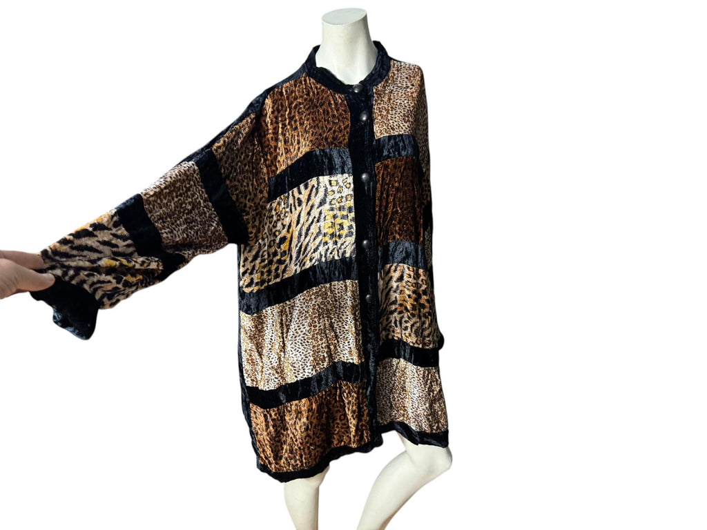 Vintage 80's leopard patchwork blazer jacket XL