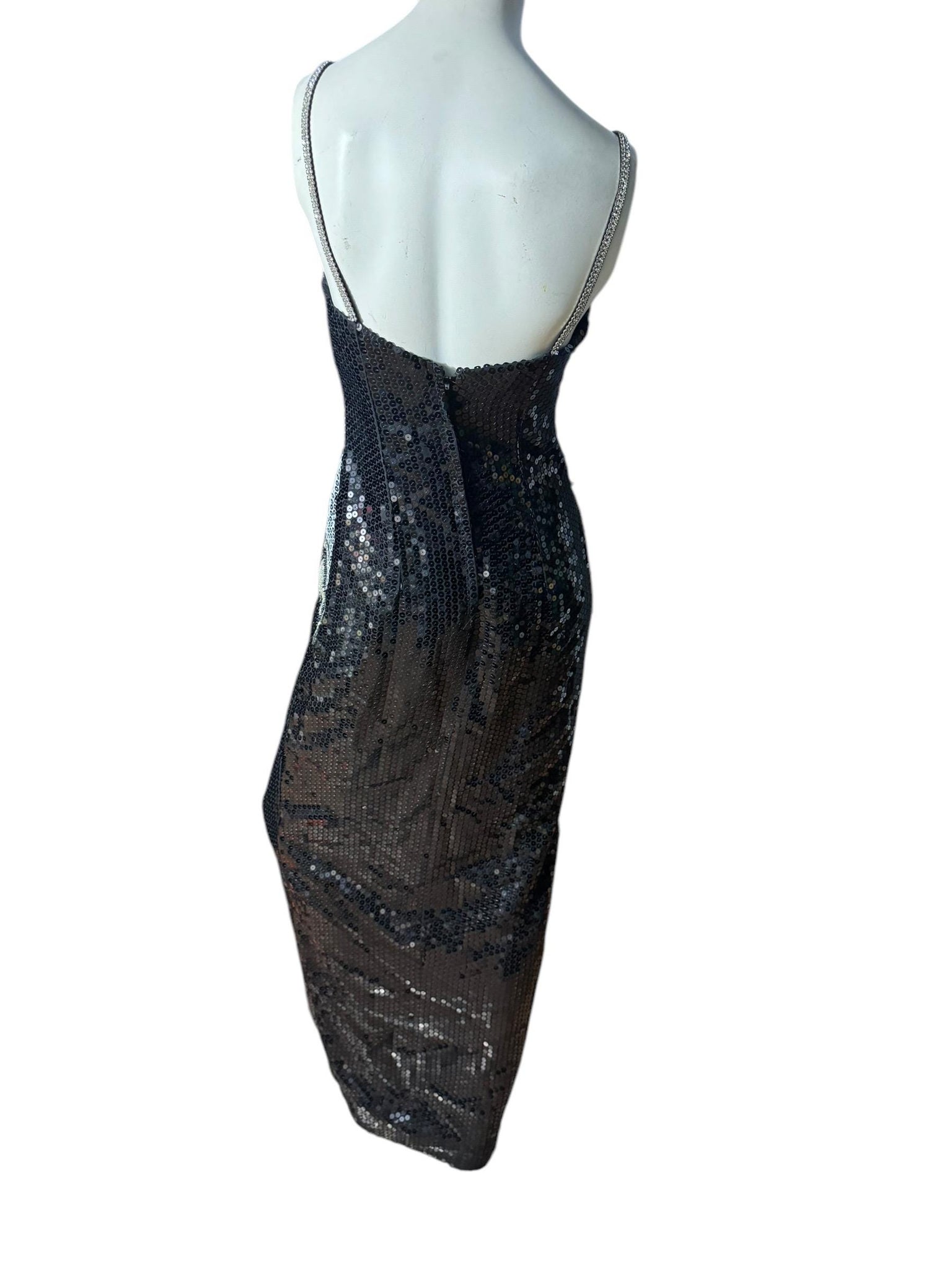 Vintage 80's black / silver sequin dress L 14 Alyce Designs