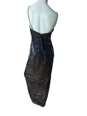 Vintage 80's black / silver sequin dress L 14 Alyce Designs