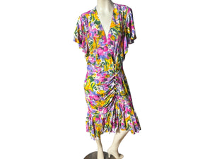 Vintage 80's rayon floral dress 14 Barbara Barbara