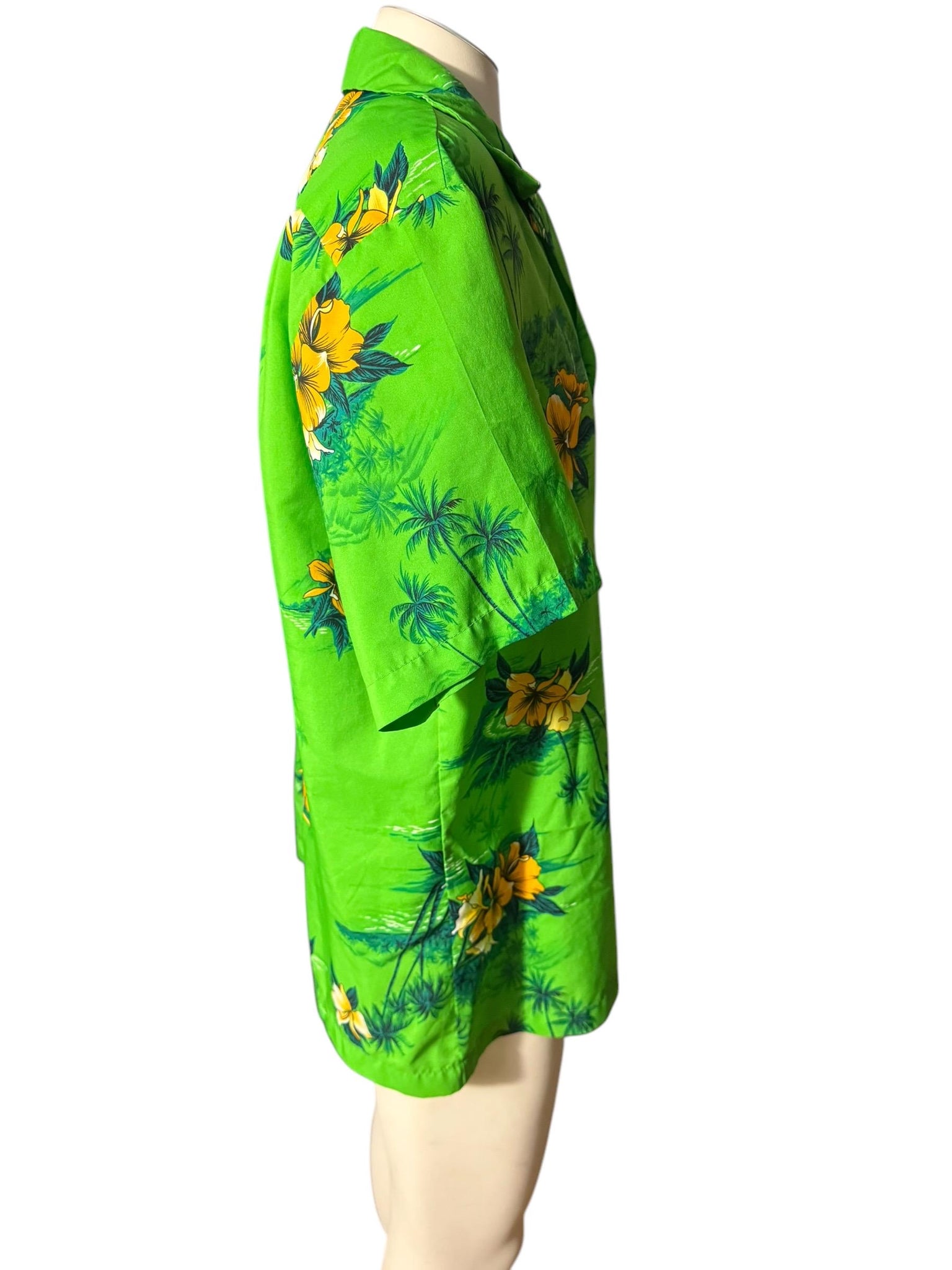 Vintage green Hawaiian shirt tiki L XL