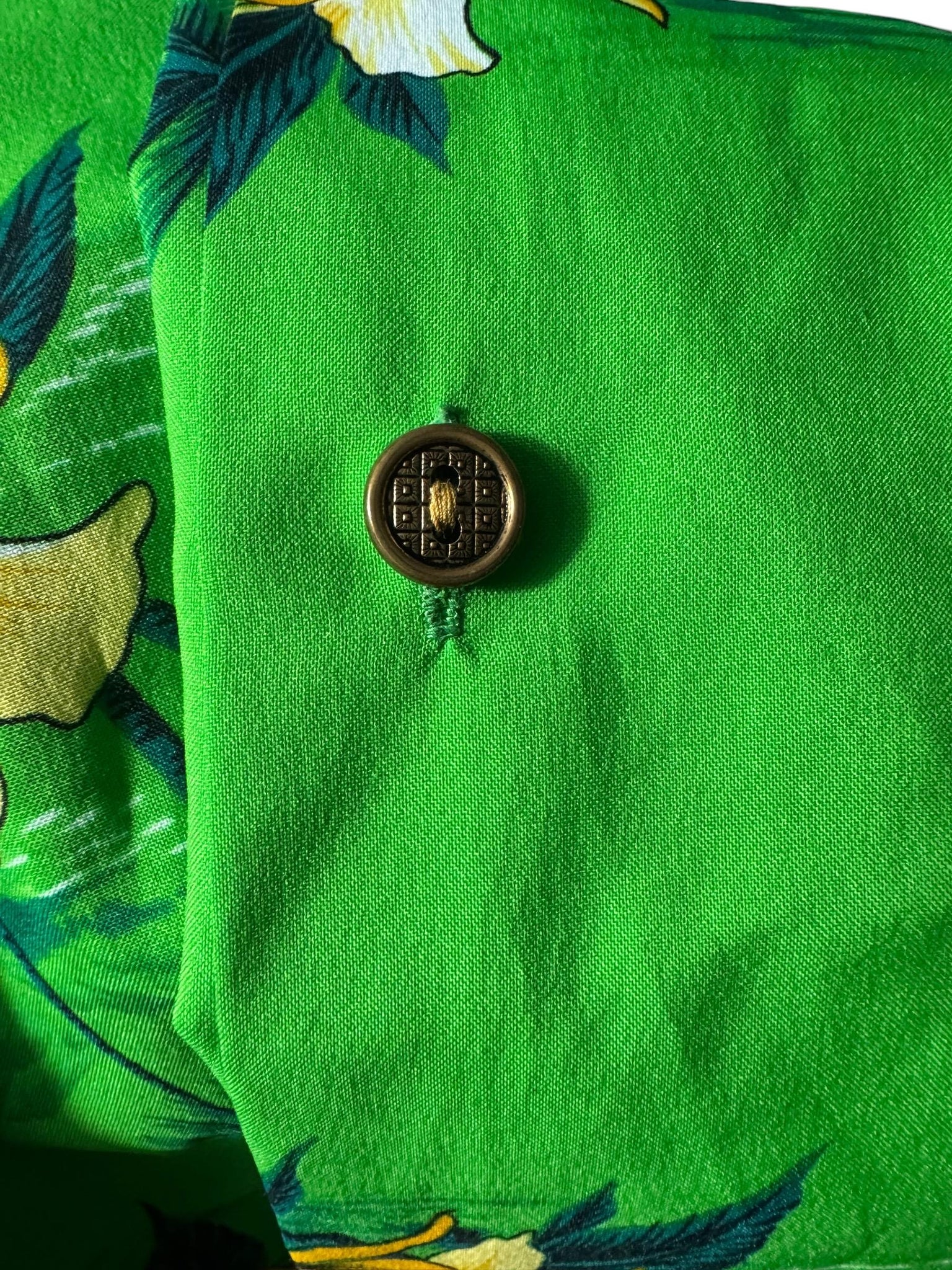 Vintage green Hawaiian shirt tiki L XL