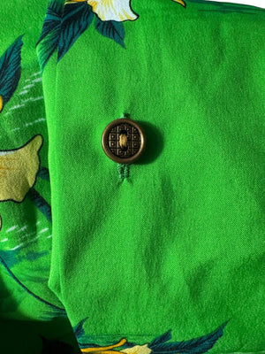 Vintage green Hawaiian shirt tiki L XL
