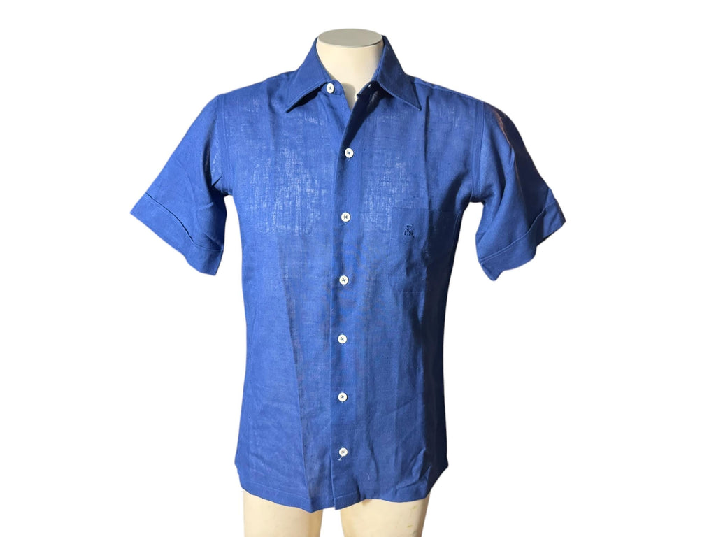 Vintage 70's blue men's shirt S Countess Mara