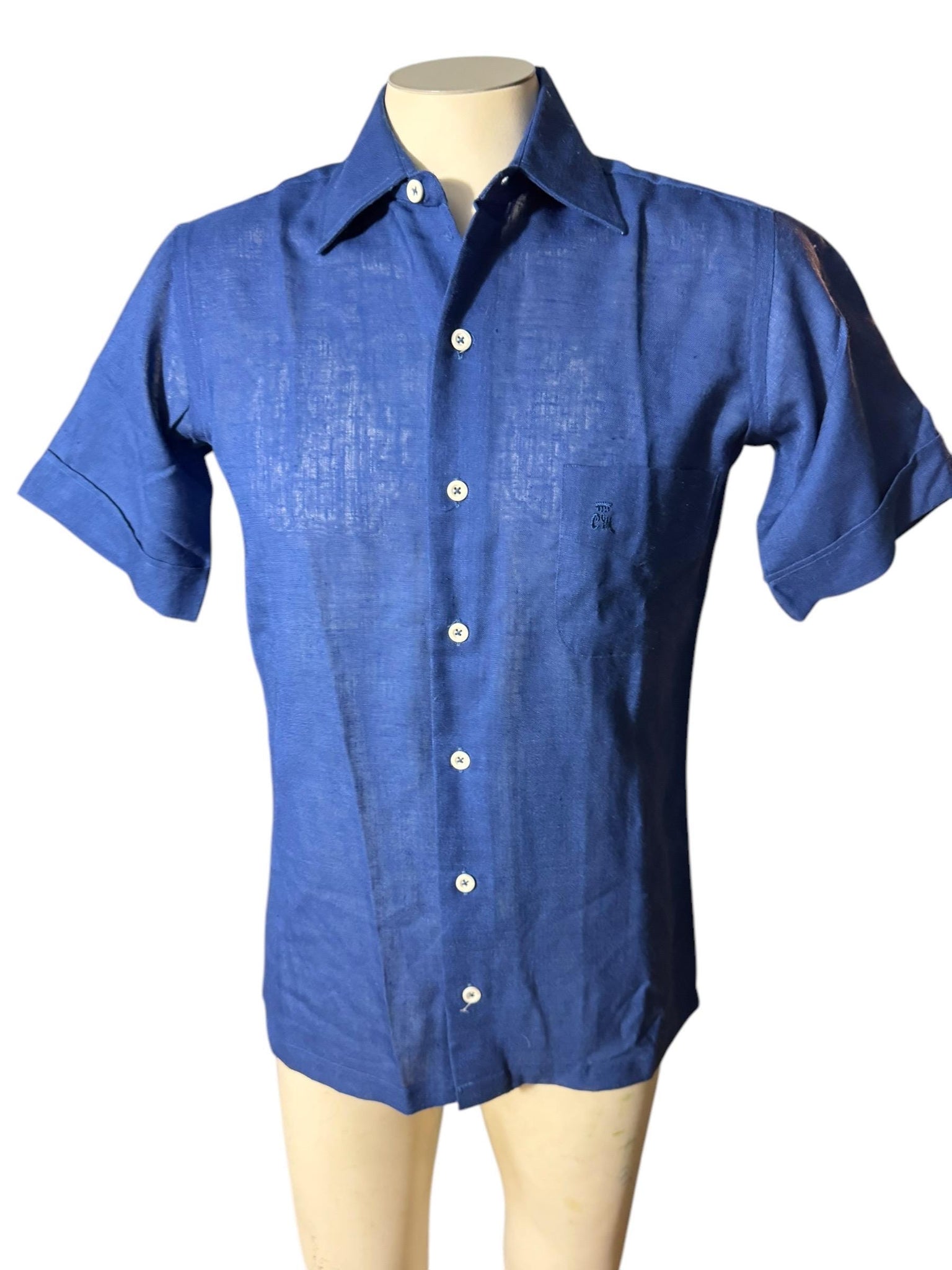 Vintage 70's blue men's shirt S Countess Mara