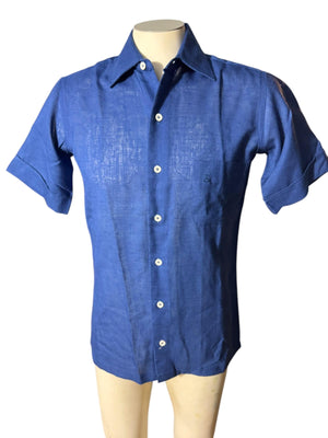 Vintage 70's blue men's shirt S Countess Mara