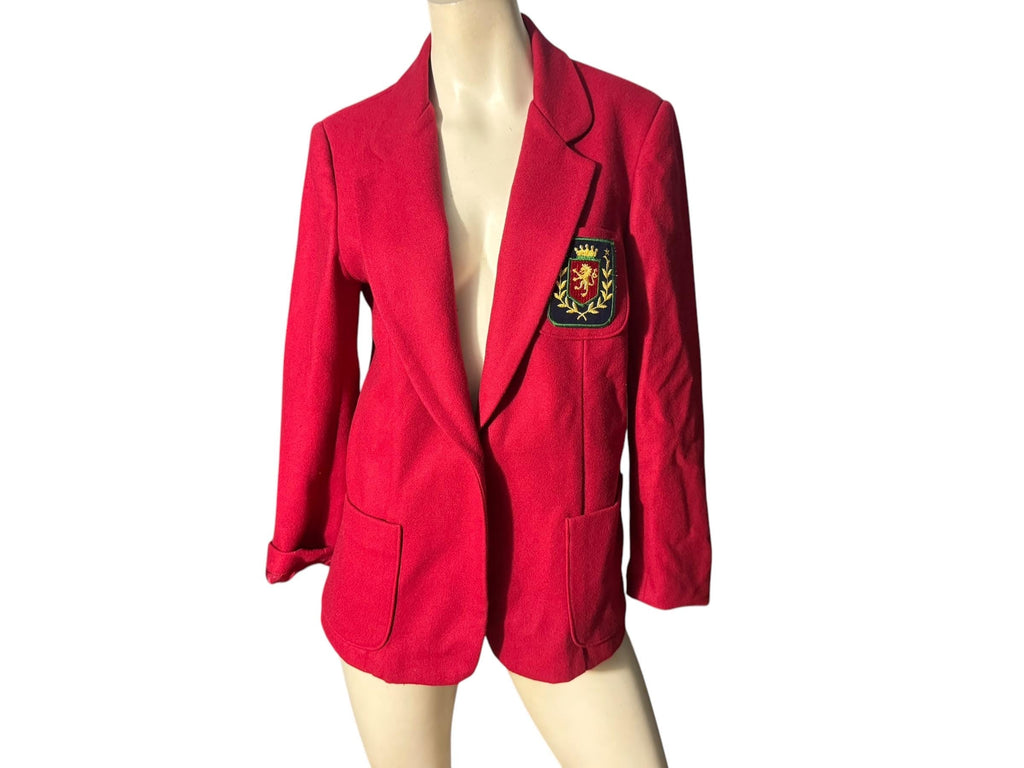 Vintage 80's red wool blazer jacket Russ M L