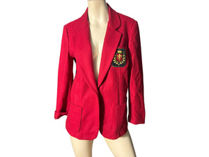 Vintage 80's red wool blazer jacket Russ M L