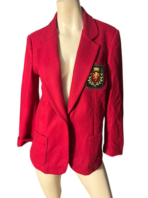 Vintage 80's red wool blazer jacket Russ M L