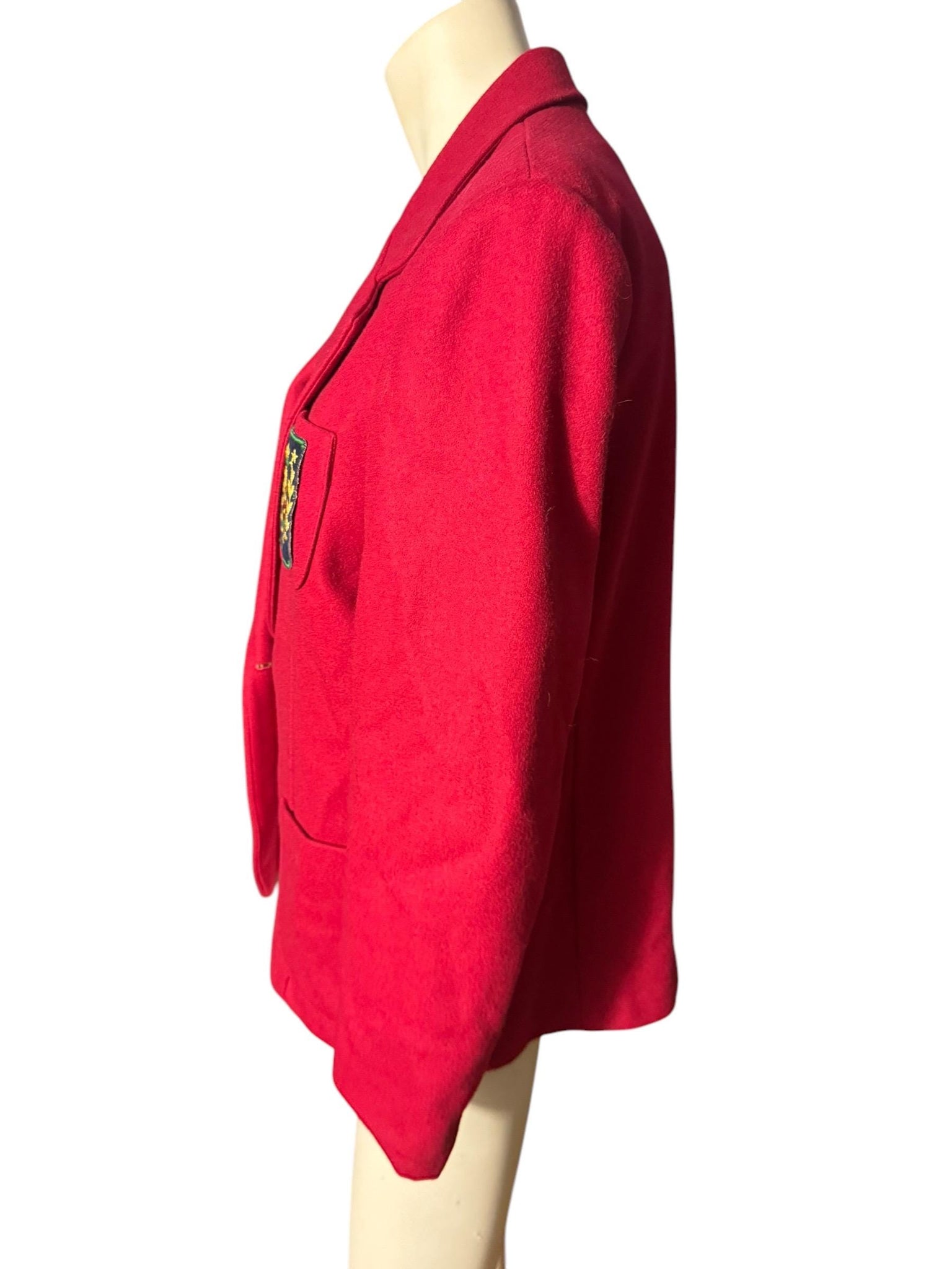 Vintage 80's red wool blazer jacket Russ M L
