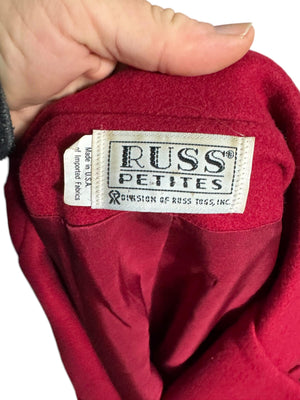 Vintage 80's red wool blazer jacket Russ M L