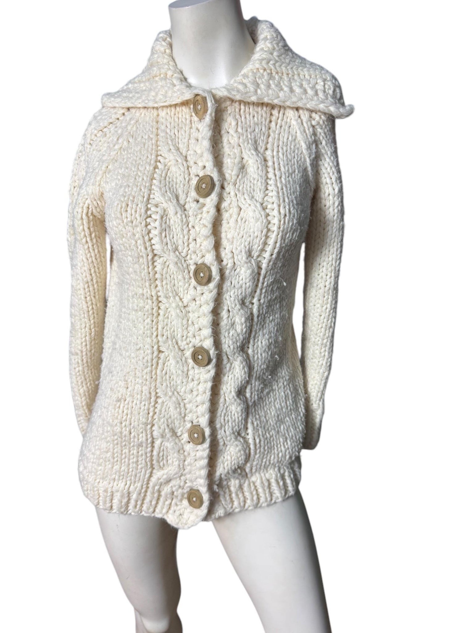 Vintage 70's off white sweater jacket S New Spirit