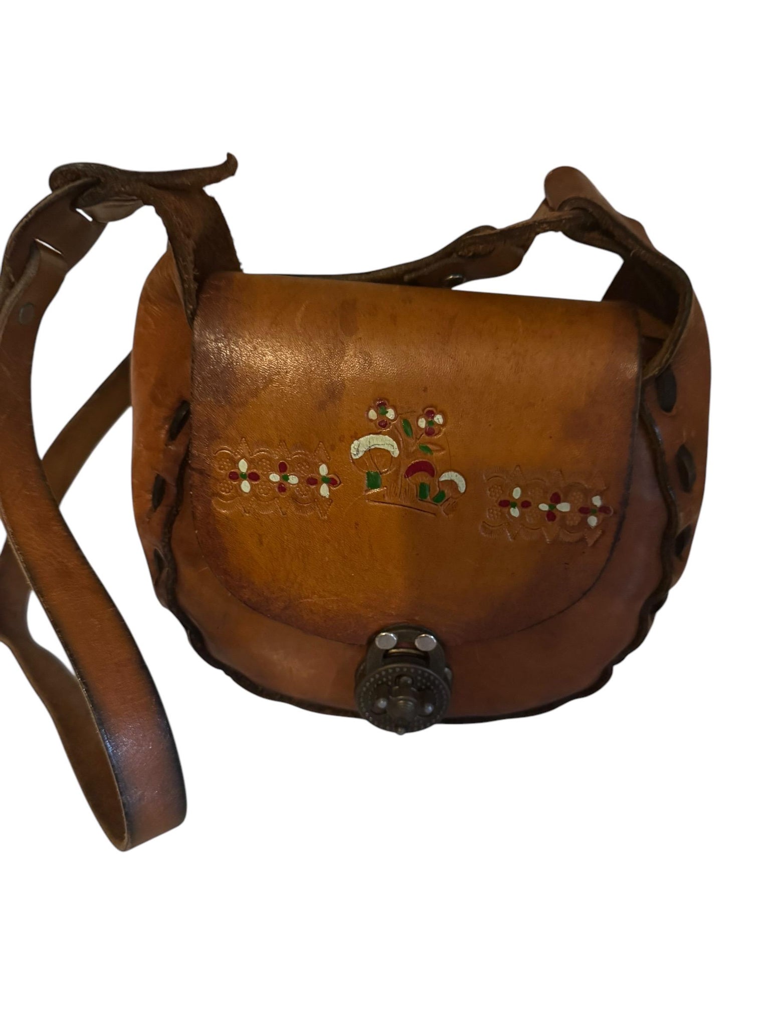 Vintage 70's leather handmade purse bag