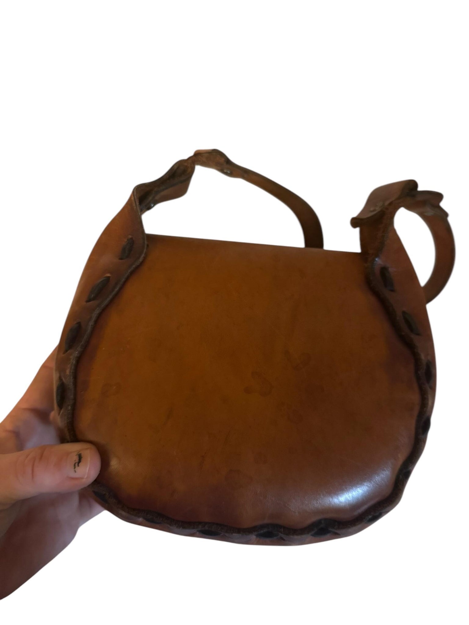 Vintage 70's leather handmade purse bag