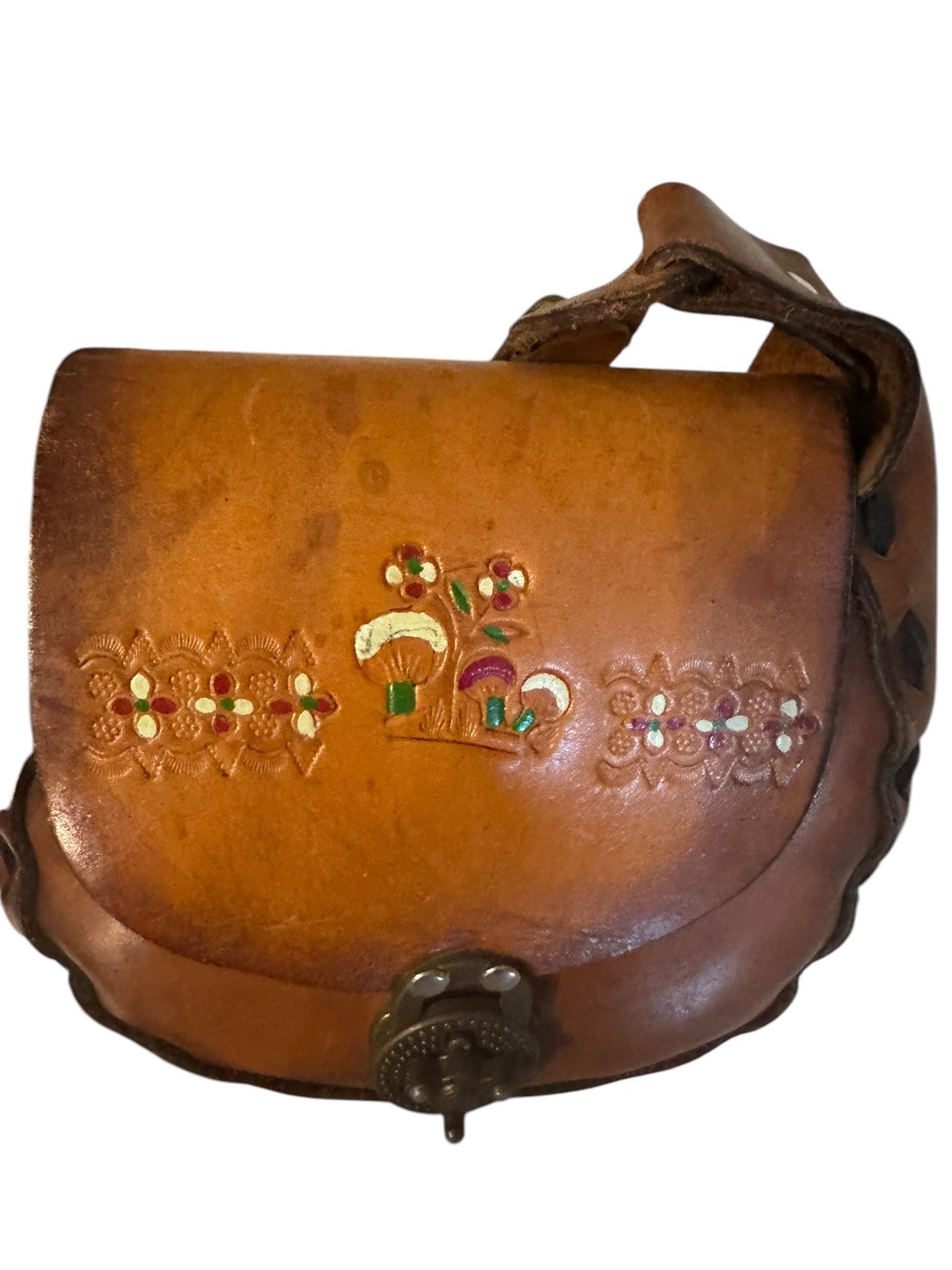 Vintage 70's leather handmade purse bag