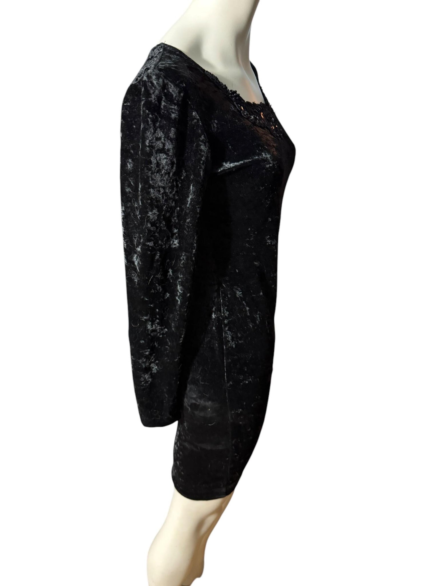 Vintage black 80's velour mini dress M All that Jazz