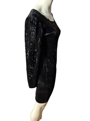 Vintage black 80's velour mini dress M All that Jazz