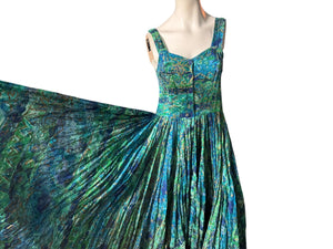 Vintage 80's cotton floral dress L Paris Sports Club