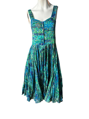 Vintage 80's cotton floral dress L Paris Sports Club