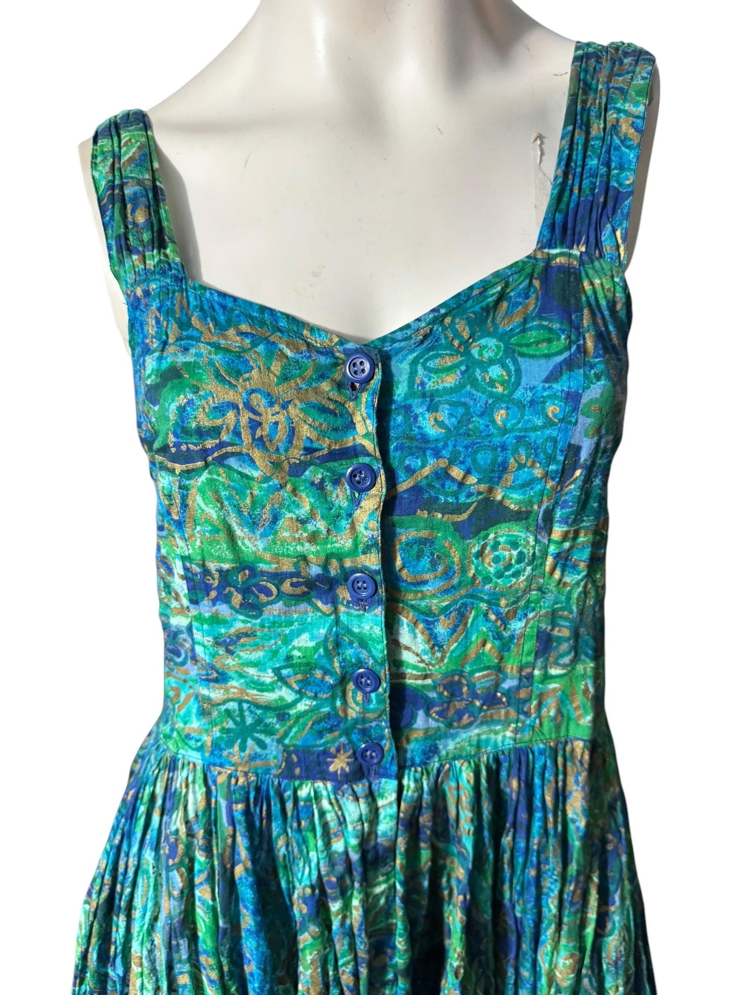Vintage 80's cotton floral dress L Paris Sports Club