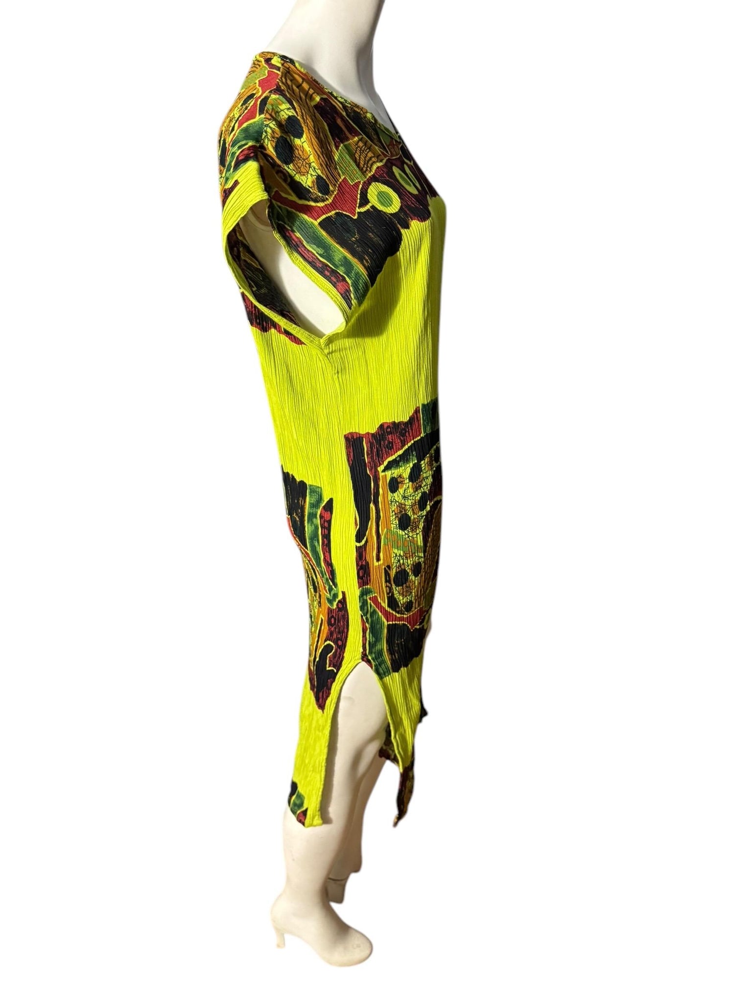 Vintage 80's rayon print dress M