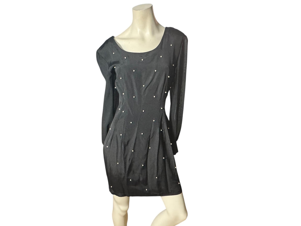 Vintage 80's black pearl mini dress M Notorious