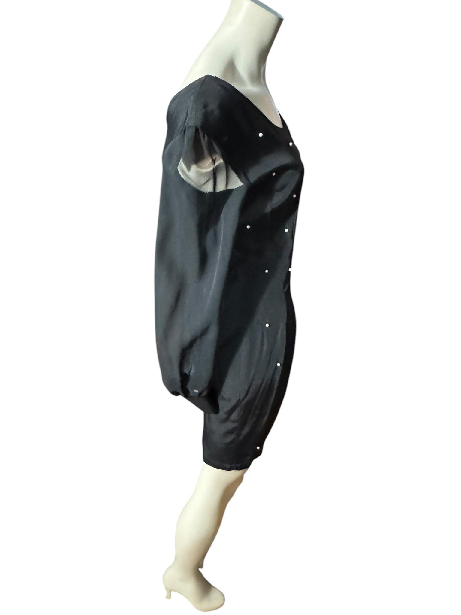 Vintage 80's black pearl mini dress M Notorious