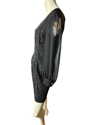 Vintage 80's black pearl mini dress M Notorious