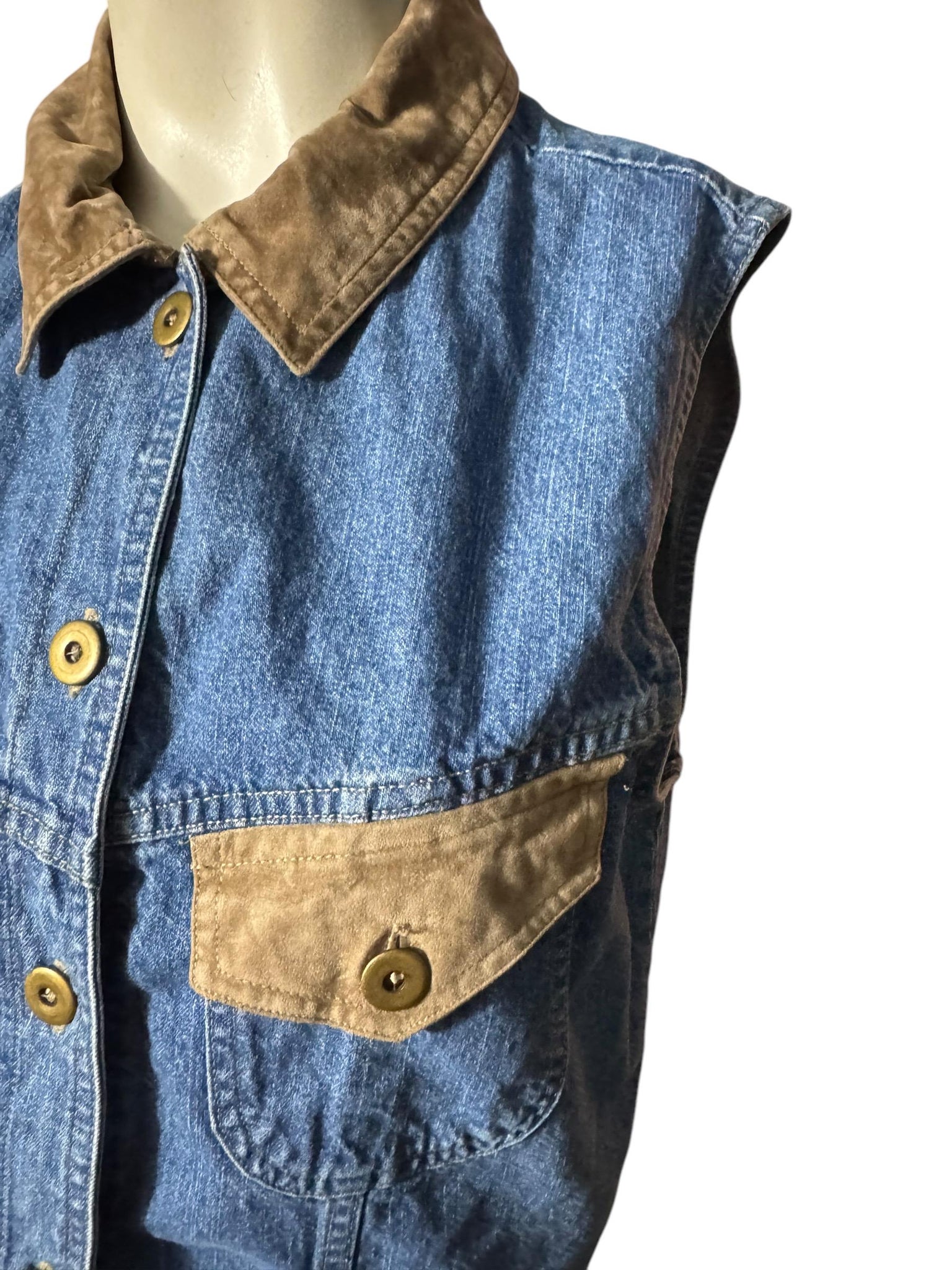 vintage 80's blue jean vest M Cherokee