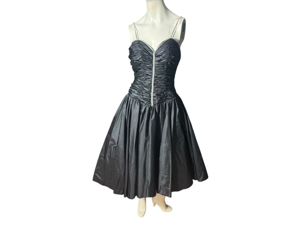 Vintage 80's black prom party dress S XS Alyce Designs