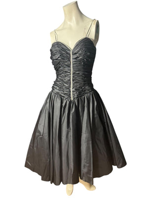 Vintage 80's black prom party dress S XS Alyce Designs